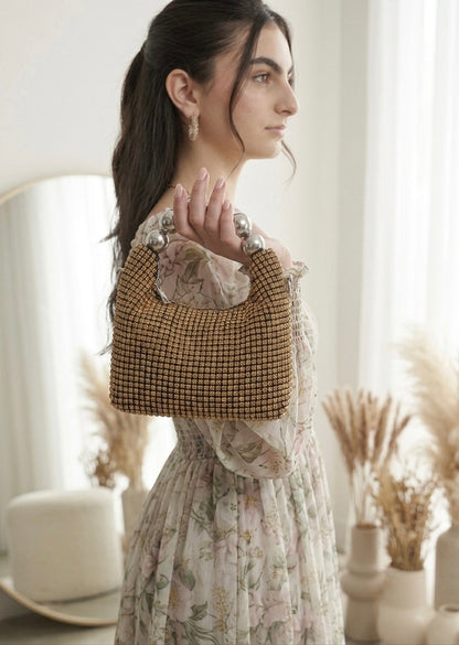 Gold Topaz Crystal Rhinestone Bag