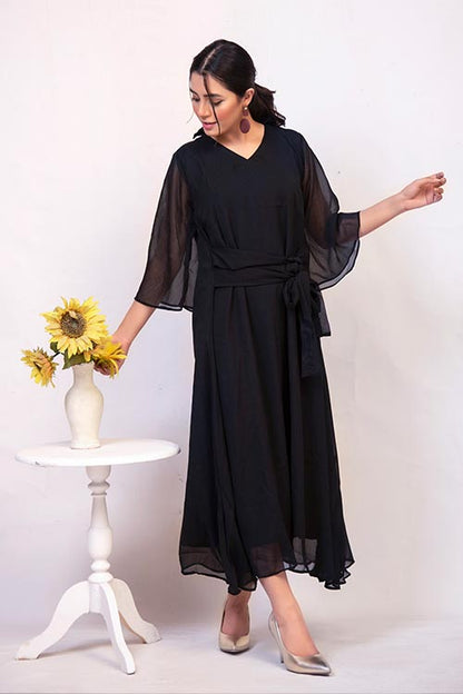 BLACK WRAP DRESS