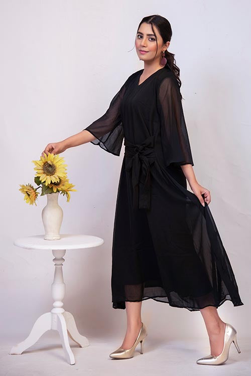 BLACK WRAP DRESS