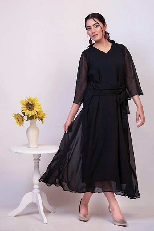 BLACK WRAP DRESS