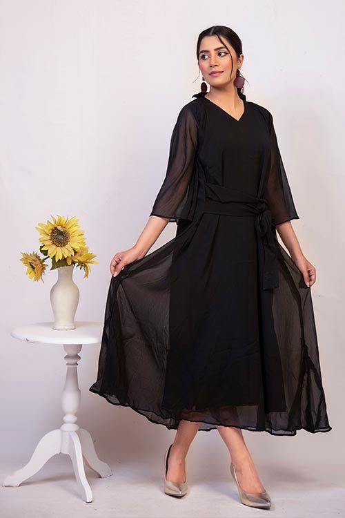 BLACK WRAP DRESS
