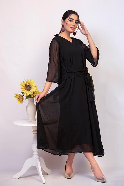 BLACK WRAP DRESS
