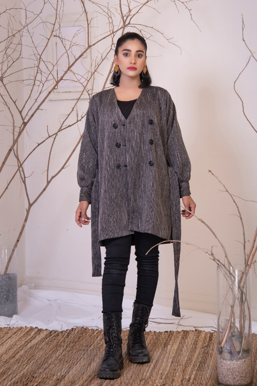 CHARCOAL WRAP COAT (GREY)