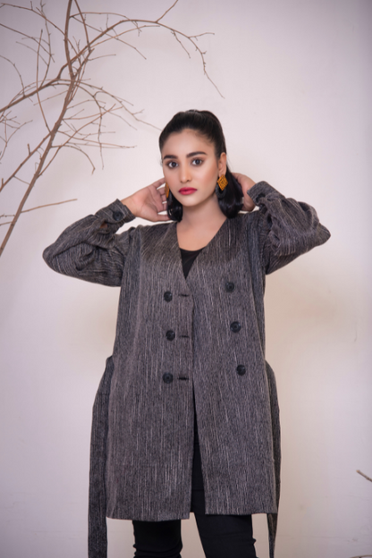 CHARCOAL WRAP COAT (GREY)