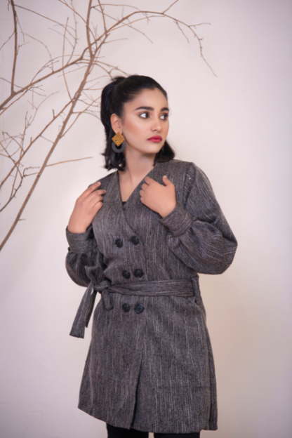CHARCOAL WRAP COAT (GREY)