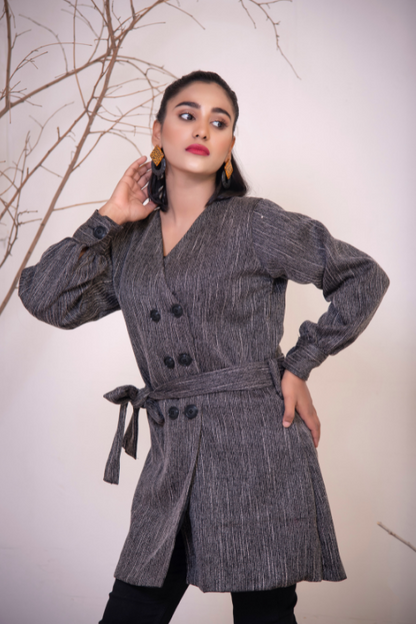 CHARCOAL WRAP COAT (GREY)