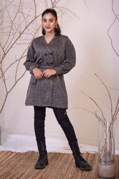CHARCOAL WRAP COAT (GREY)