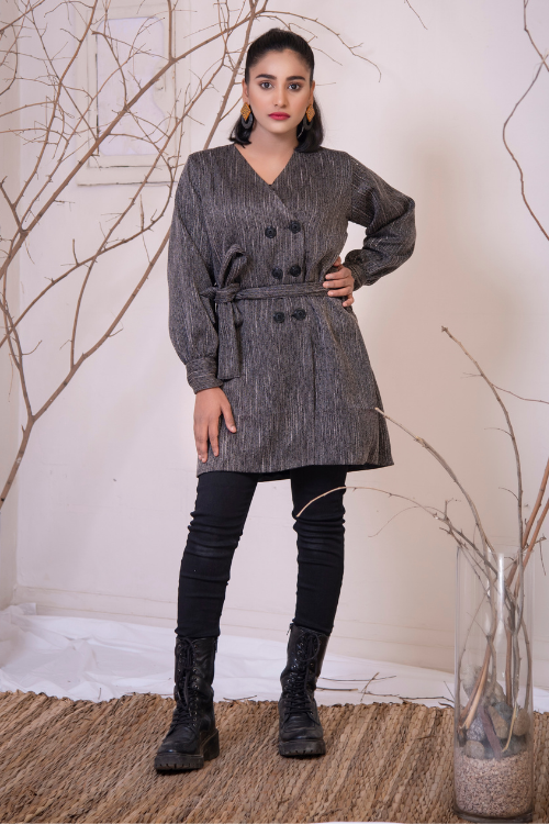 CHARCOAL WRAP COAT (GREY)