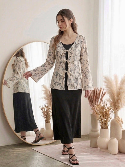 Wildflower Tie-front Cardigan Set