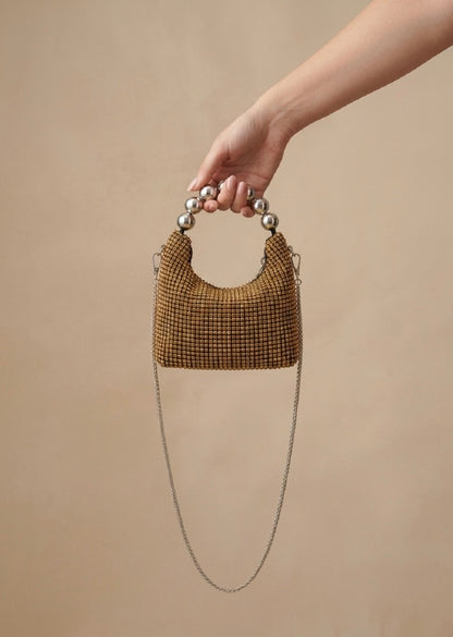 Gold Topaz Crystal Rhinestone Bag