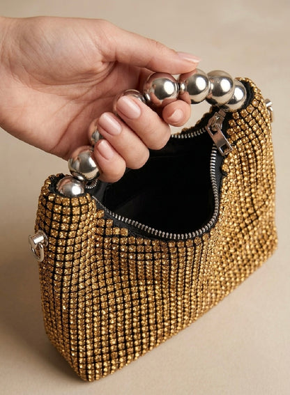 Gold Topaz Crystal Rhinestone Bag